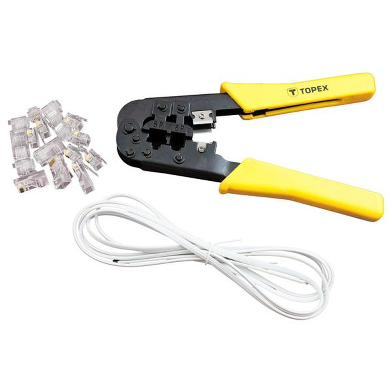 Telephone Crimping Tool, 6P, 8P, Set With Connectors: 6P (12 Pcs), 8P ...